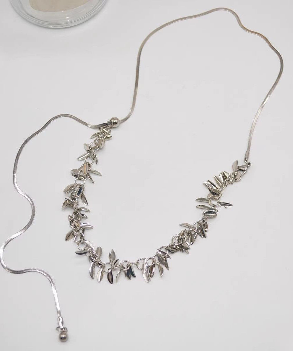 Unique Silk Stainless Steel Sequins Ear of Wheat Tassel Pendant Necklace