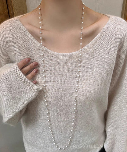 Unique Silk Sterling Silver Pearl Crystal Gratuated Bead Necklace Yr012