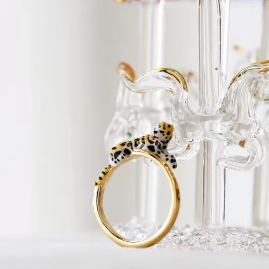 Enamel Leopard Open Ring