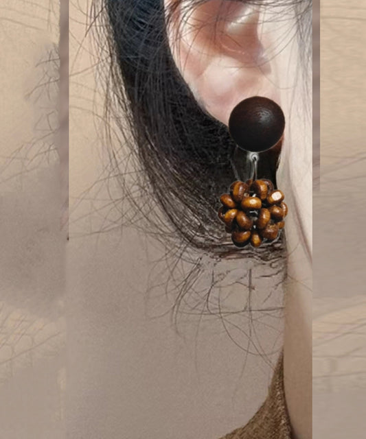Brown Sterling Silver Pinecone Drop Earrings