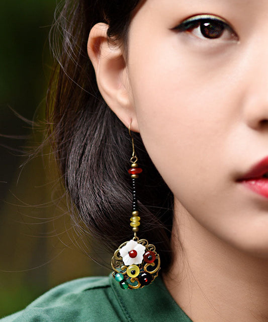 Colorblock Agate Copper Original Drop Earrings