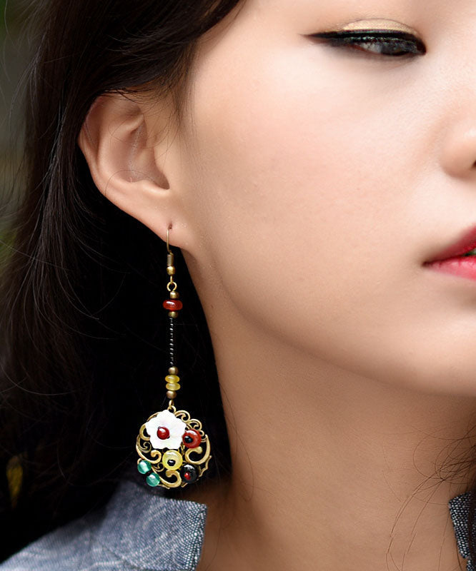 Colorblock Agate Copper Original Drop Earrings