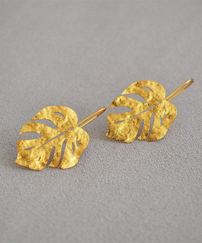 Gold Leaf Shape 14k Gold Copper Stud Earrings