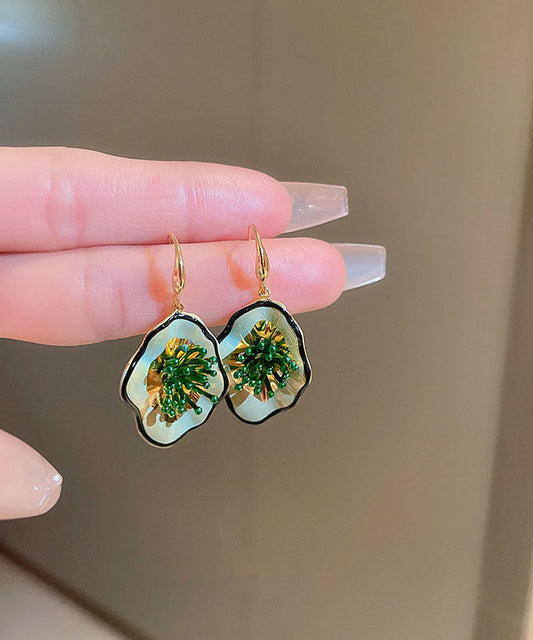 Green Copper Dropping Glaze Drop Earrings