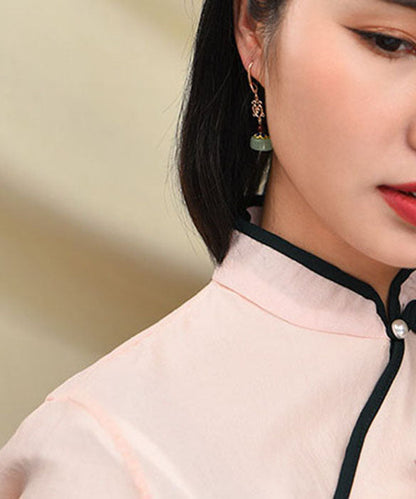 Green Fine Jade Original Design 14k Gold Drop Earrings