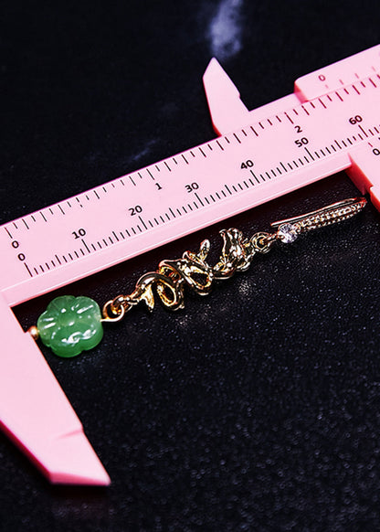 Green Sunflower Jade Gilding Drop Earrings