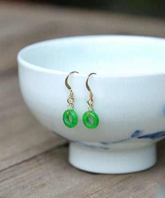 Green Ade Ping Buckle Drop Earrings
