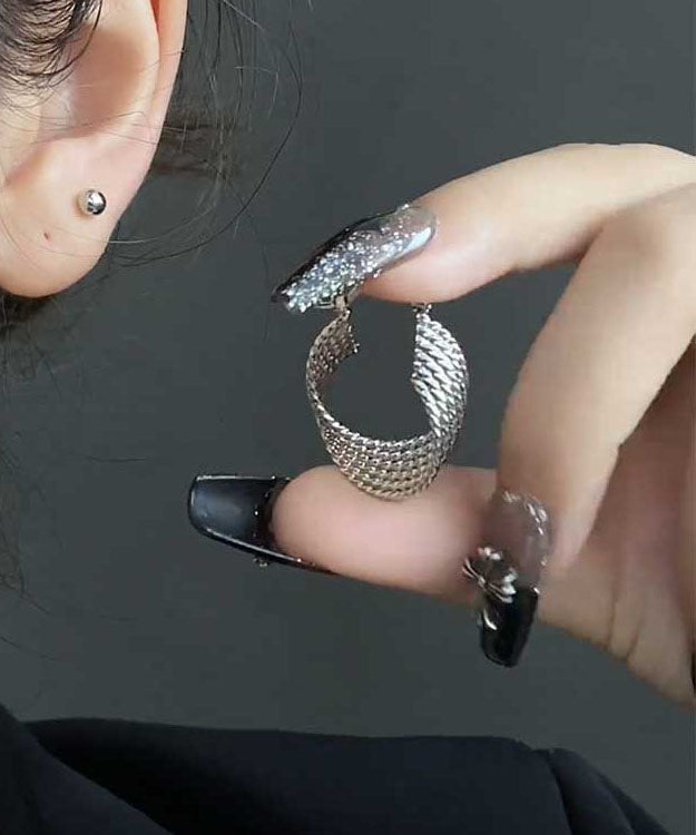 Silk Metal Geometric Circle Hoop Earrings