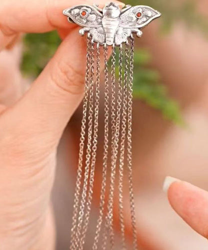 Silk Sterling Silver Butterfly Tassel Hairpin