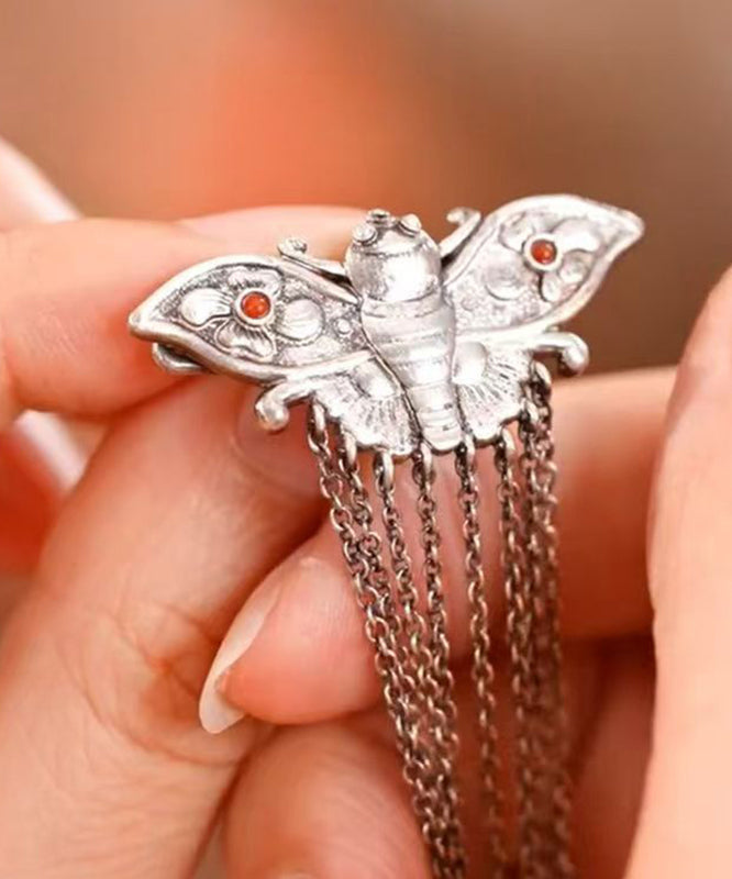 Silk Sterling Silver Butterfly Tassel Hairpin