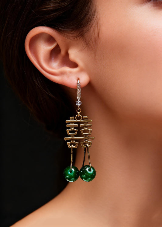 Turquoise Xi Wedding Copper Drop Earrings
