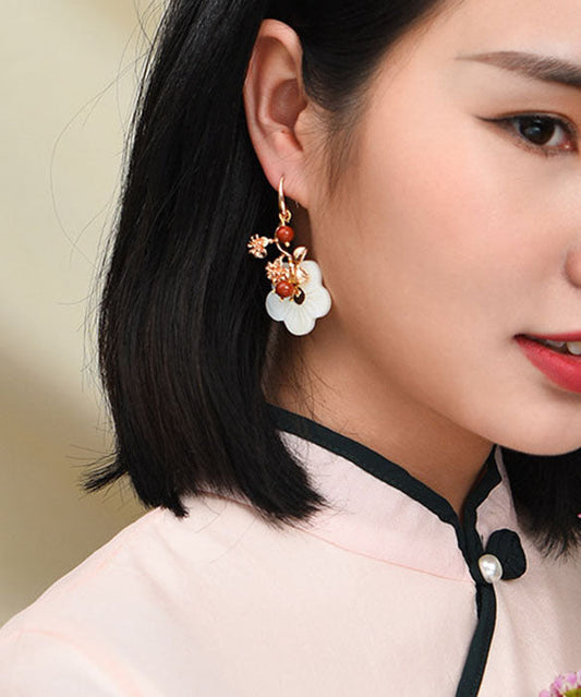 White the Sunflowers Metal Drop Earrings