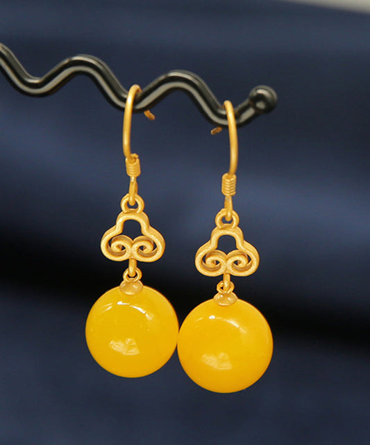 Yellow Sterling Silver Overgild Beeswax Xiangyun Drop Earrings