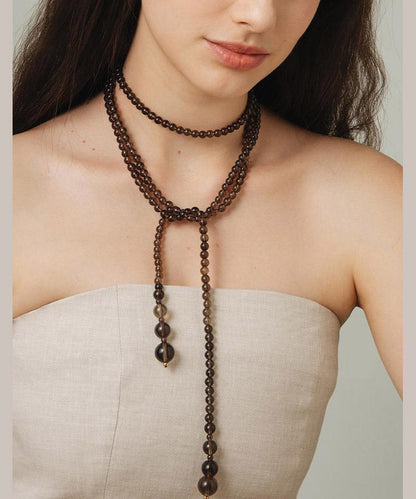 Chocolate Copper Overgild Beading Gratuated Bead Necklace Ya023