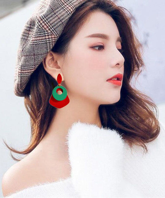 Colorblock Sterling Silver Alloy Acrylic Drop Earrings