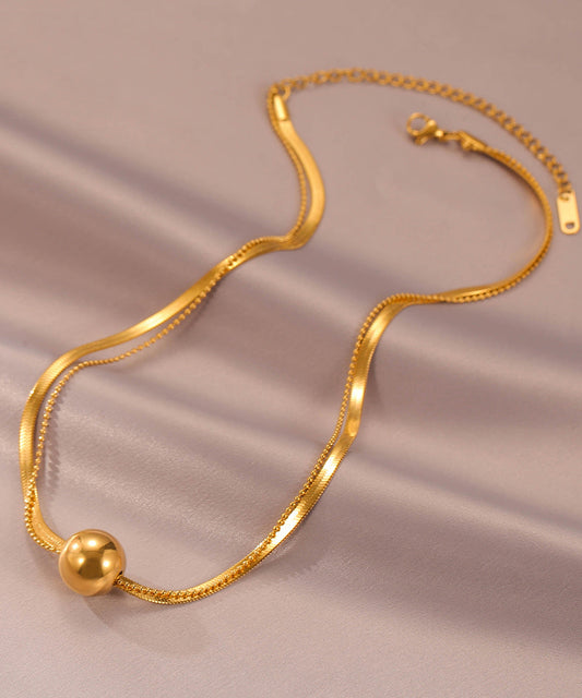 Gold Stainless Steel Ball Pendant Necklace Wo017