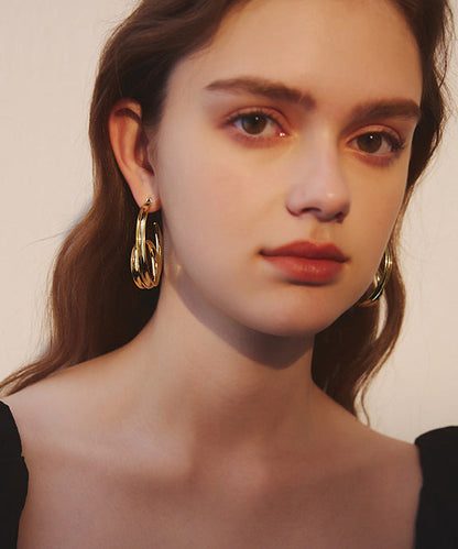 Golden Original Design Metal Hoop Earrings