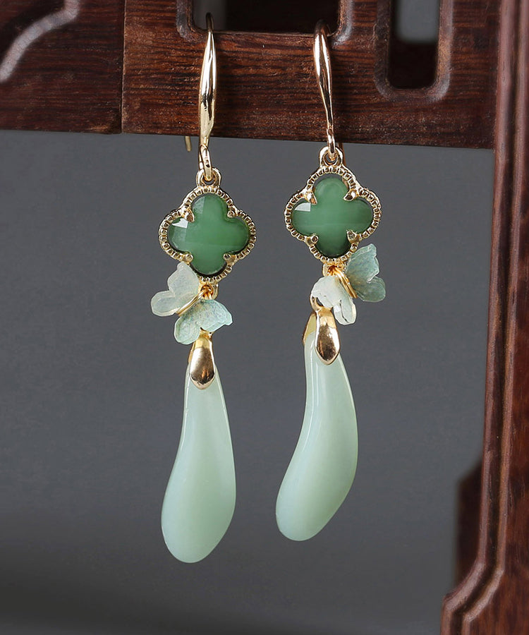 Light Green Sterling Silver Coloured Glaze Acrylic Drop Earrings