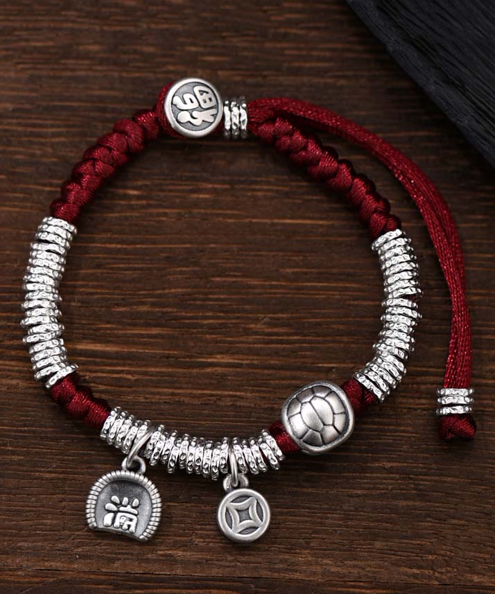 Red 999 Sterling Silver Zodiac Year Charm Bracelet