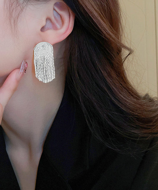 Silk Copper Tassel Drop Earrings