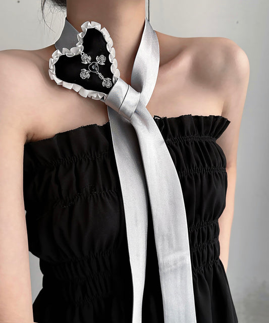 Silk Fabr Alloy Love Pendant Necklace Yd009