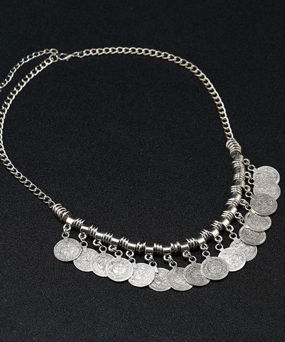 Silk Sterling Silver Tassel Coin Pendant Necklace