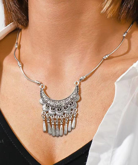 Silk Sterling Silver Tassel Pendant Necklace Df1030