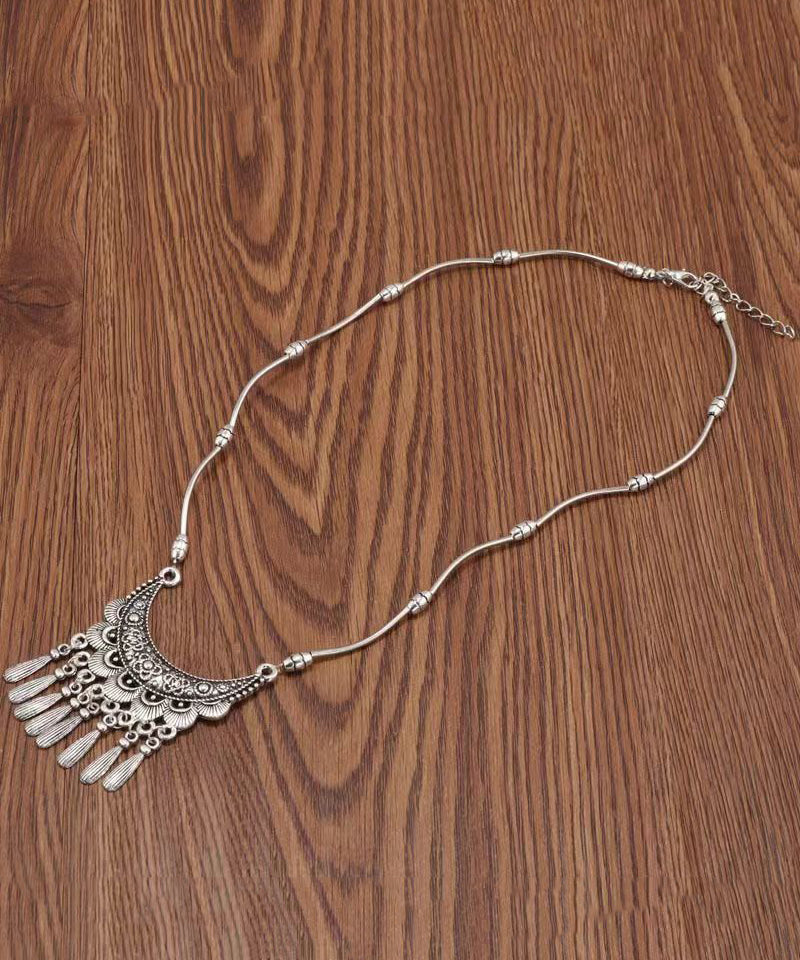 Silk Sterling Silver Tassel Pendant Necklace Df1030
