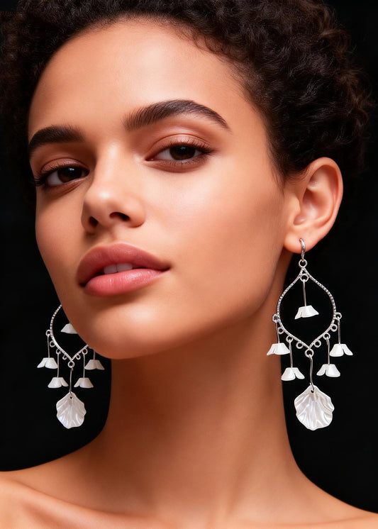 White Aeolian Bells Tassels Drop Earrings