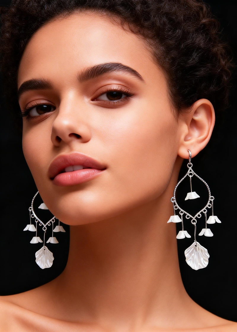 White Aeolian Bells Tassels Drop Earrings