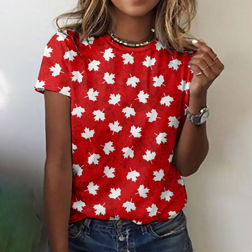 Canadian Maple Leaf Prints Short Sleeve Cozy T Shirt elevenforest