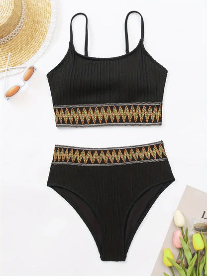 Seraphina® | Ribbed Bikini Top and High Waist Briefs