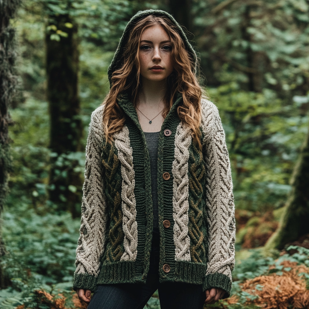 Classic Celtic Chunky Cozy Cardigan Sweater artswardrobe