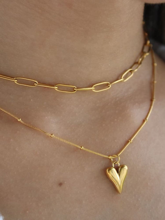 Irregular Chain Industrial Heart Necklace