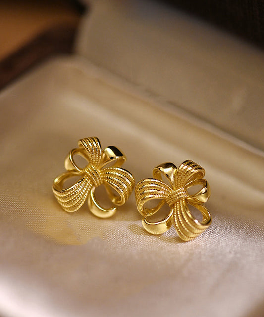 Modern Gold Hollow Out Gold Plated Stud Earrings