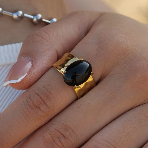 Natural Black Obsidian Noble Fine Rings