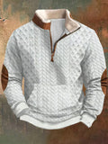 Men's Vintage Textured Knitted Zipper Neck Long Sleeve Sweatshirt artswardrobe