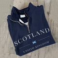 Comstylish Vintage Scotland Travel Print Zipper V Neck Casual Sweatshirt