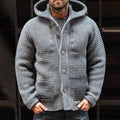 Men's Knit Waffle Texture Vintage Hooded Cardigan artswardrobe
