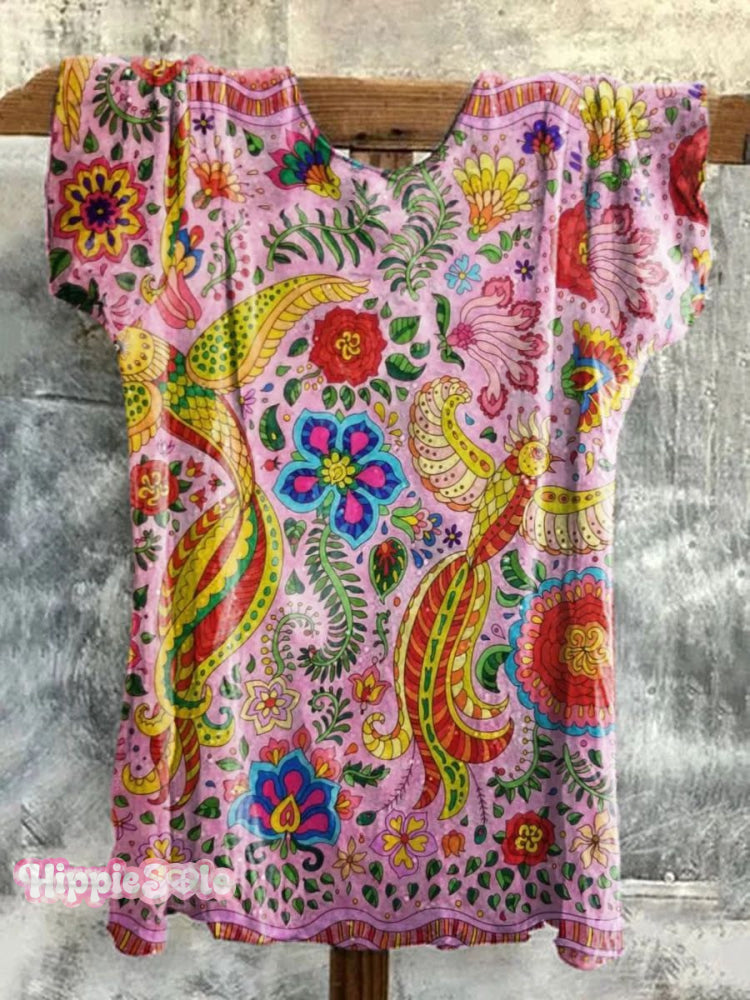 Women's Vintage Floral Print Classic T-shirt