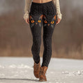 Cute Black Cat Face Embroidered Comfortable Knit Leggings elevenforest