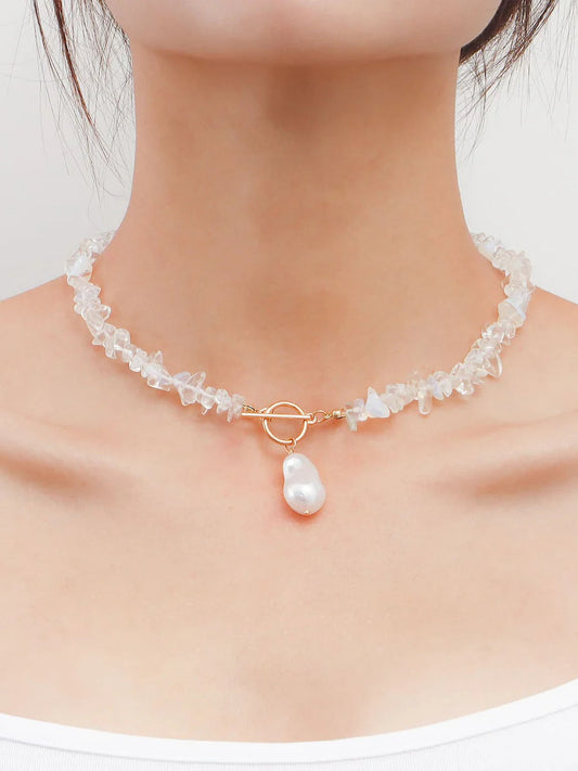 Statement Coral Chip \u0026 Pearl Necklace