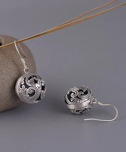 Silk Sterling Silver Auspicious Cloud Hollow Out Drop Earrings
