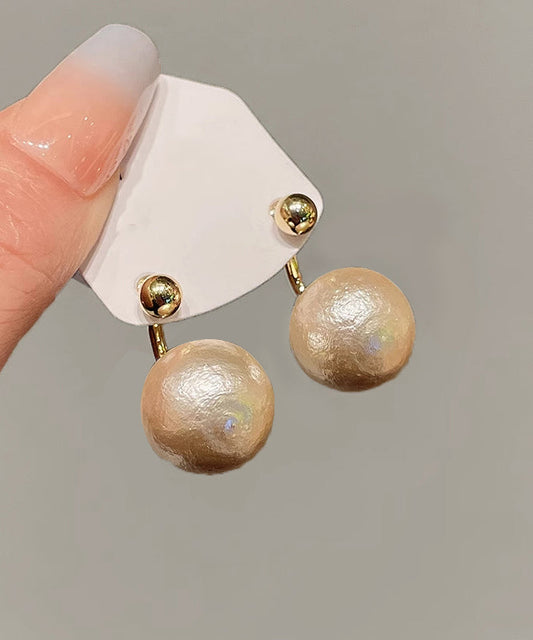 Champagne Copper 14k Gold Pearl Stud Earrings