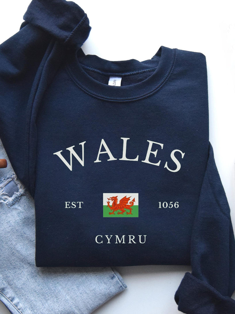 Comstylish Men's Cymru Welsh Flag Print Cozy Sweatshirt