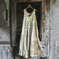 Vintage Floral Art Cotton Linen Comfy Tank Dress artswardrobe