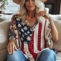 Comstylish Women's Independence Day Stripes Art Casual T-shirt