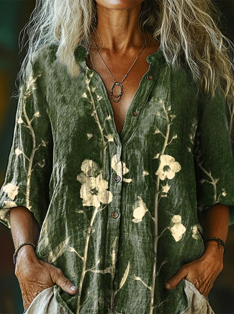 Women's Art Painting Hippie Print Long Sleeve Shirt