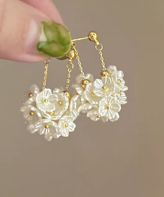 Simple Gold Alloy Pearl Tassel Drop Earrings