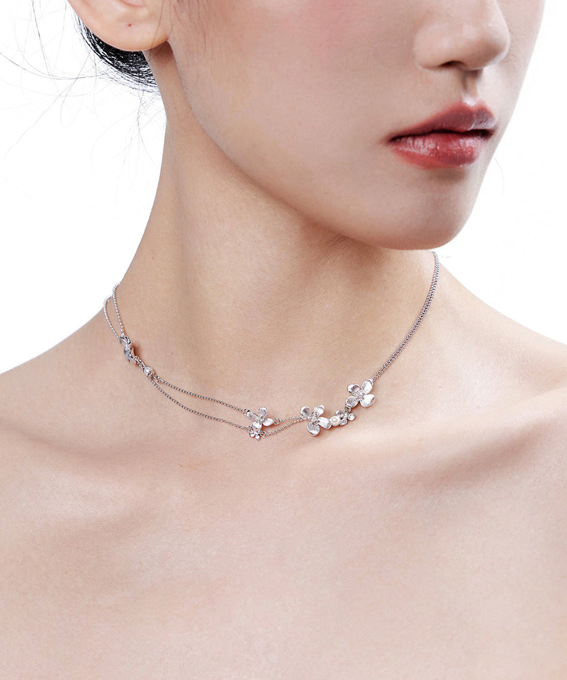 Silver Double Layer Chain Copper Choker